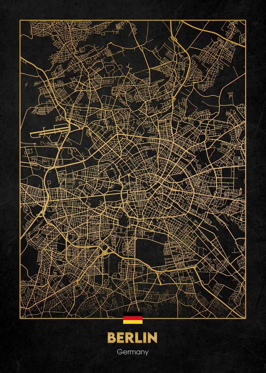 'Berlin Germany' Poster, picture, metal print, paint by Cowboys Map ...