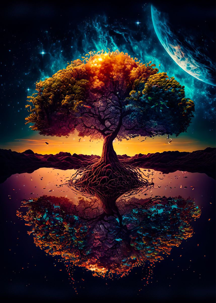 ‘cosmic tree of life’ Poster, picture, metal print, paint by mark viraj