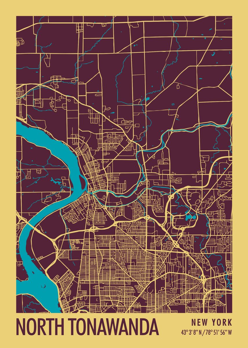 'North Tonawanda' Poster, picture, metal print, paint by Miracle Studio