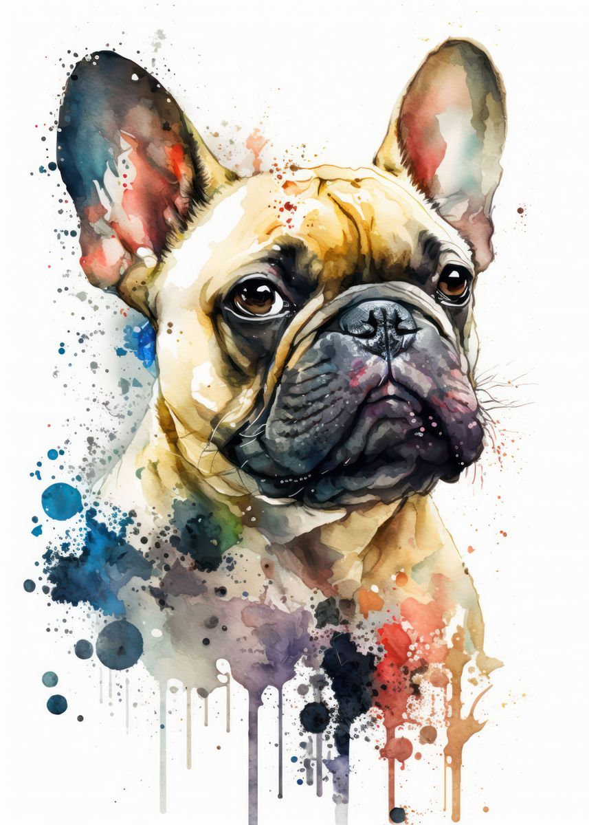 'French Bulldog Dog' Poster, picture, metal print, paint by Usama ...