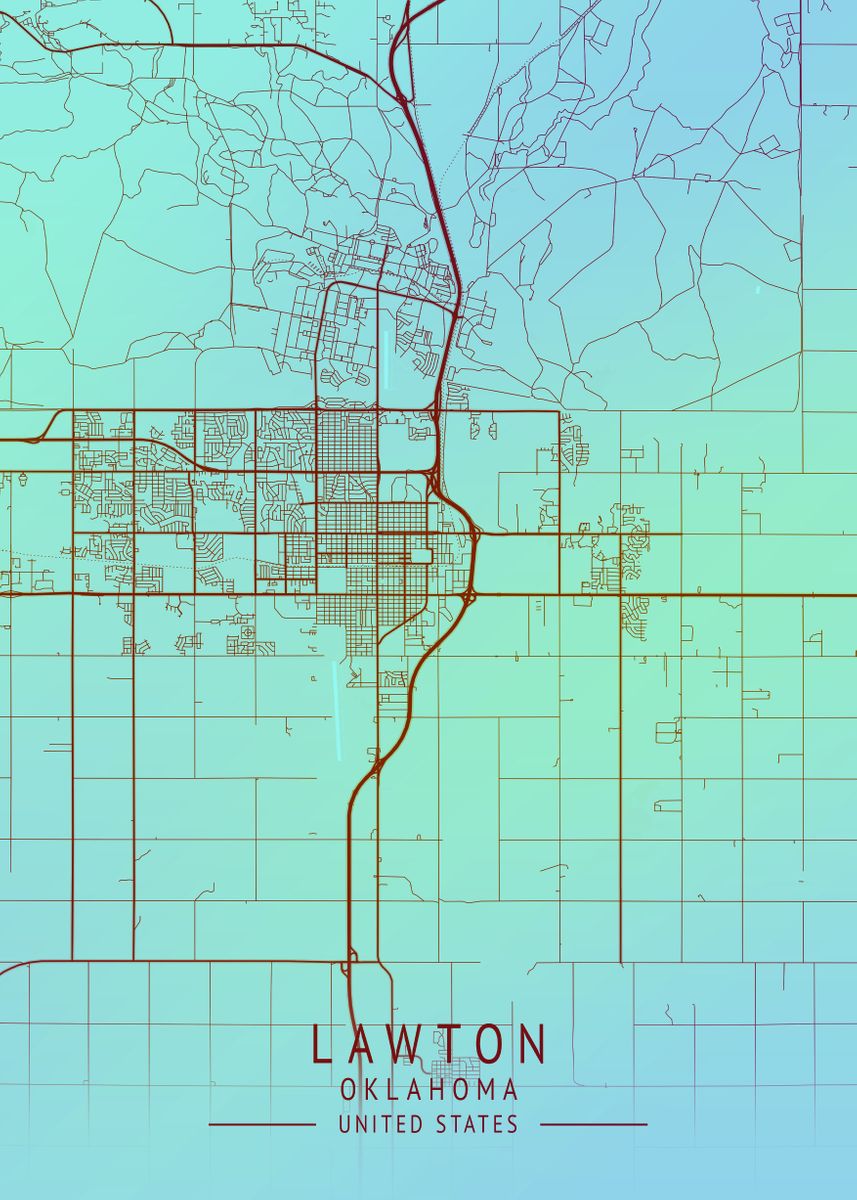 ‘Lawton Oklahoma USA City M’ Poster, picture, metal print, paint by