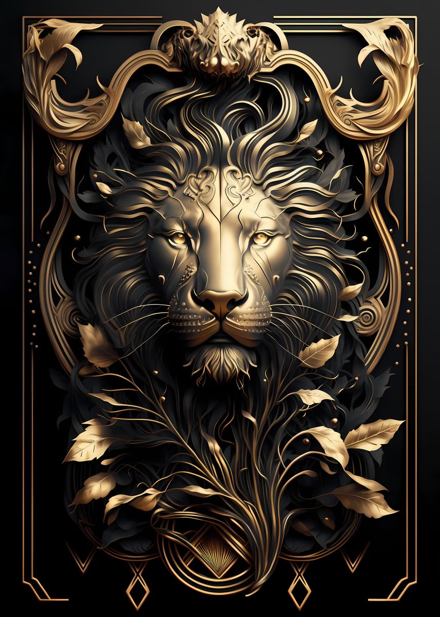 Lion King Golden Art Deco Poster Picture Metal Print Paint By   D6a15eff7ff61febe1a848f1bf78bdf4 477f98579b51664061848995eddafbda 