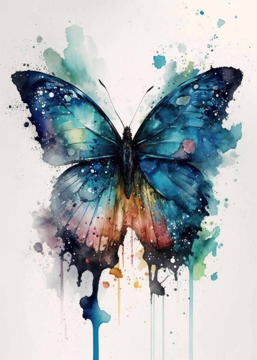 'Butterfly Watercolor' Poster, picture, metal print, paint by Usama ...