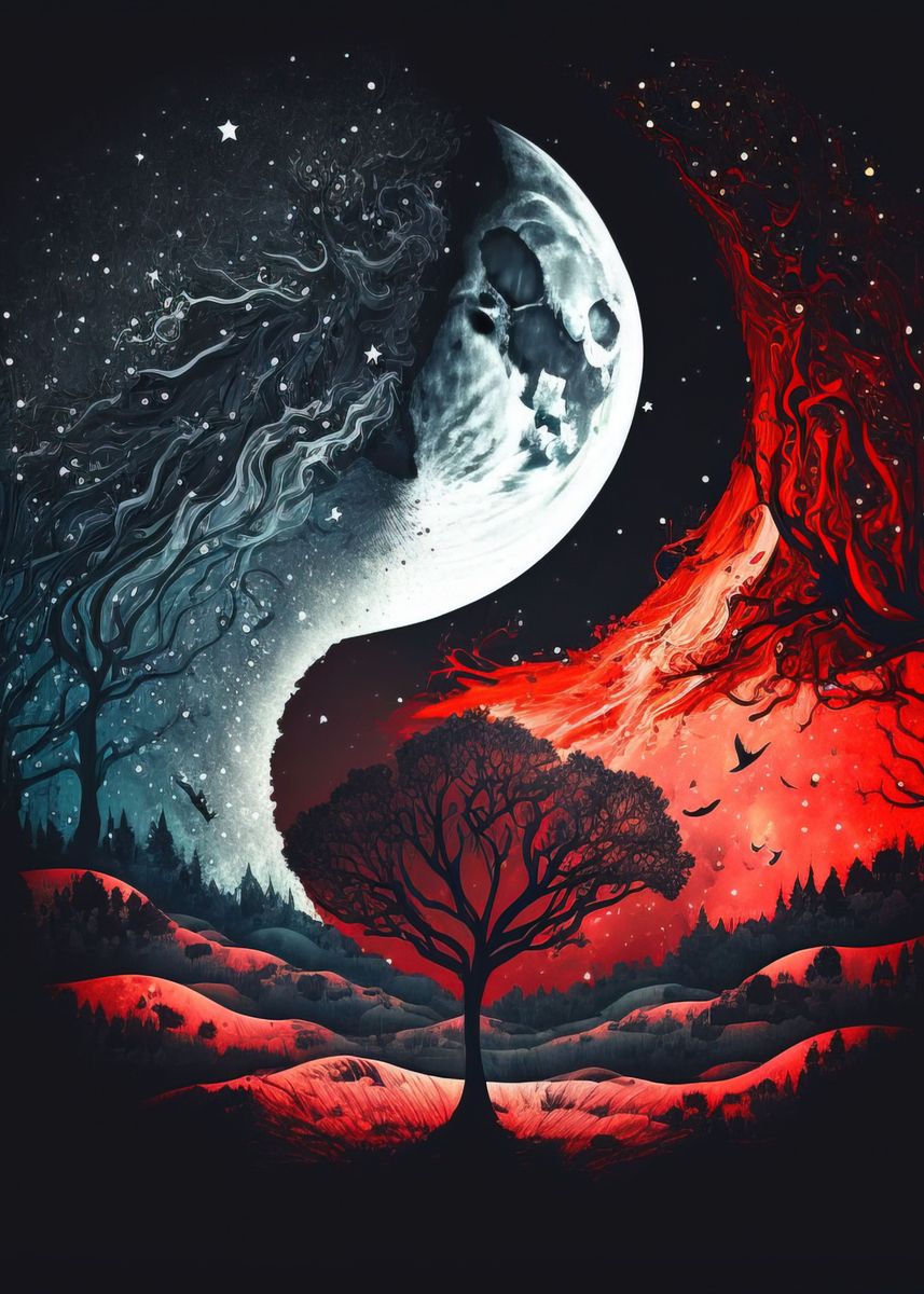 'enchanted Moon' Poster, Picture, Metal Print, Paint By Ali Ch 