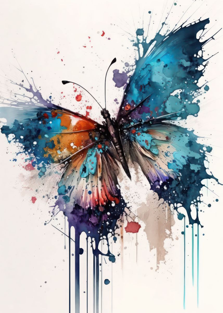 'Butterfly Watercolor' Poster, picture, metal print, paint by Usama ...