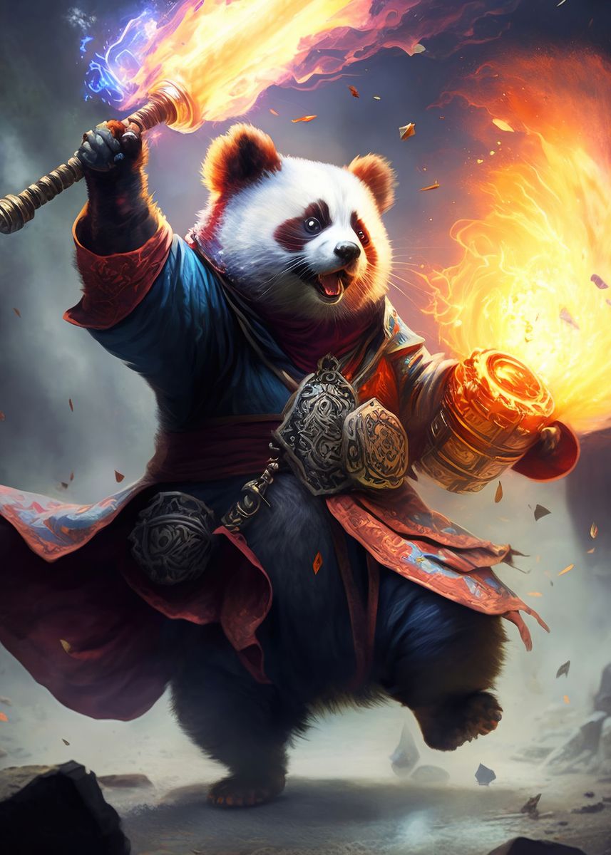 'The Panda Pyro' Poster, picture, metal print, paint by Bookster Studio ...