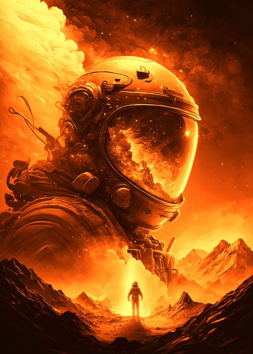 'Golden Astronaut' Poster, picture, metal print, paint by nogar007 ...