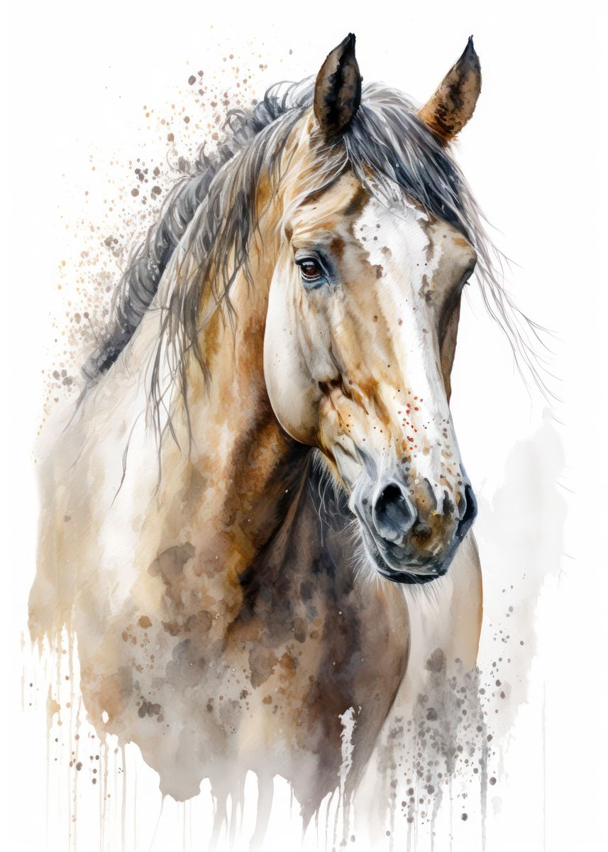 'Horse Watercolor' Poster, picture, metal print, paint by Usama Design ...