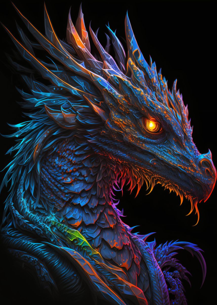  neon Dragon Poster By Marc Kunze Displate