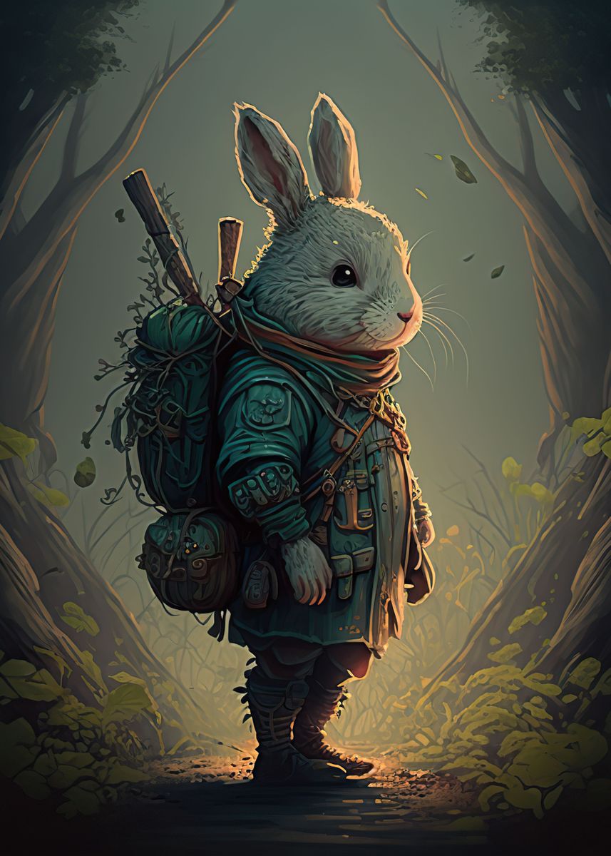 'Rabbit Adventurers Animal' Poster by Silhouette Anime Art | Displate