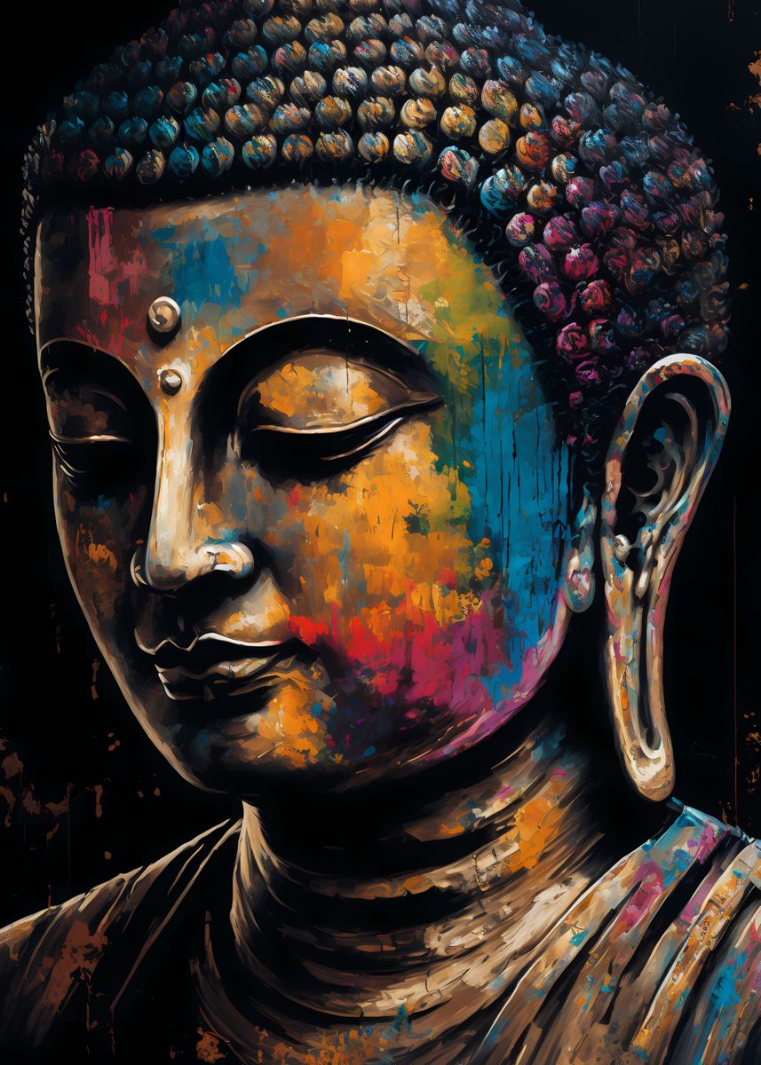 Be Happy Little Buddha' Poster, picture, metal print, paint by