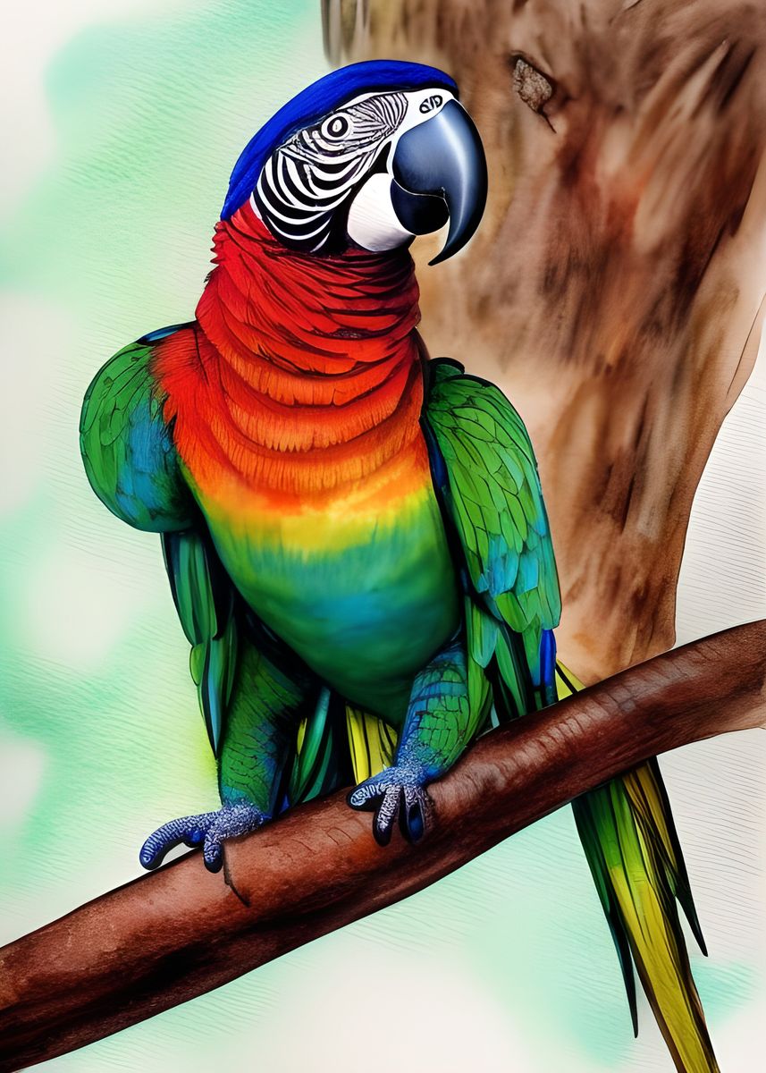 'Colorful Parrot Bird' Poster, picture, metal print, paint by Max Ronn ...