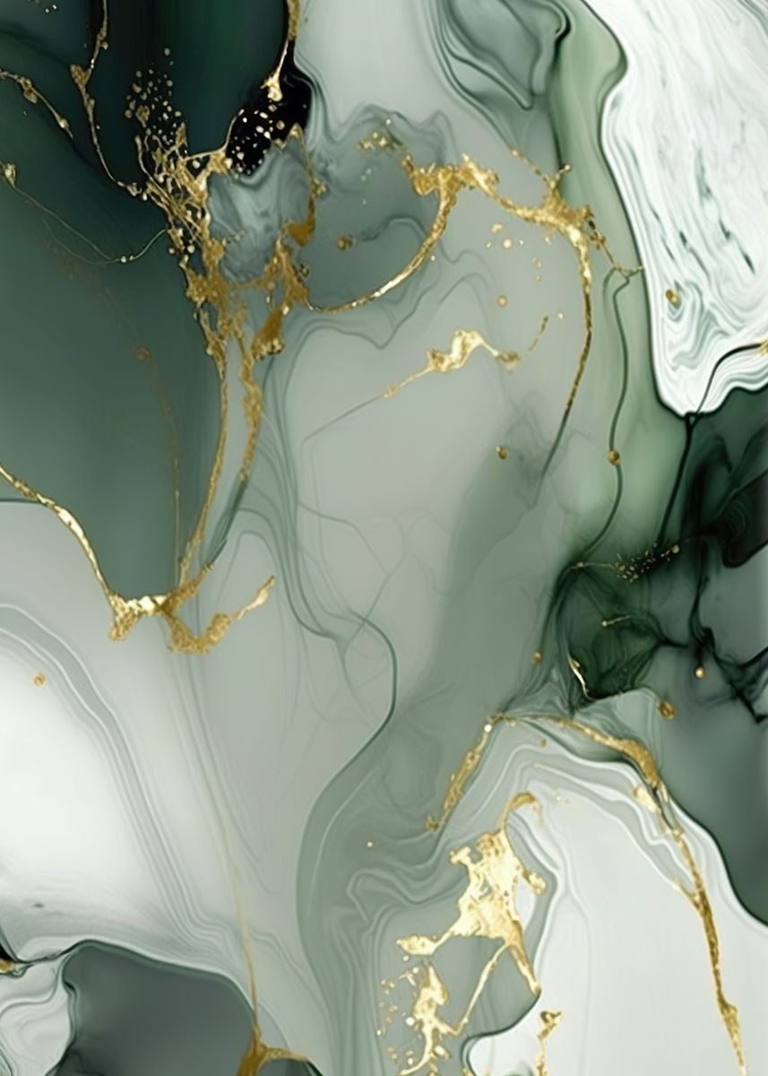  sage green marble gold poster picture metal print paint by hassen
