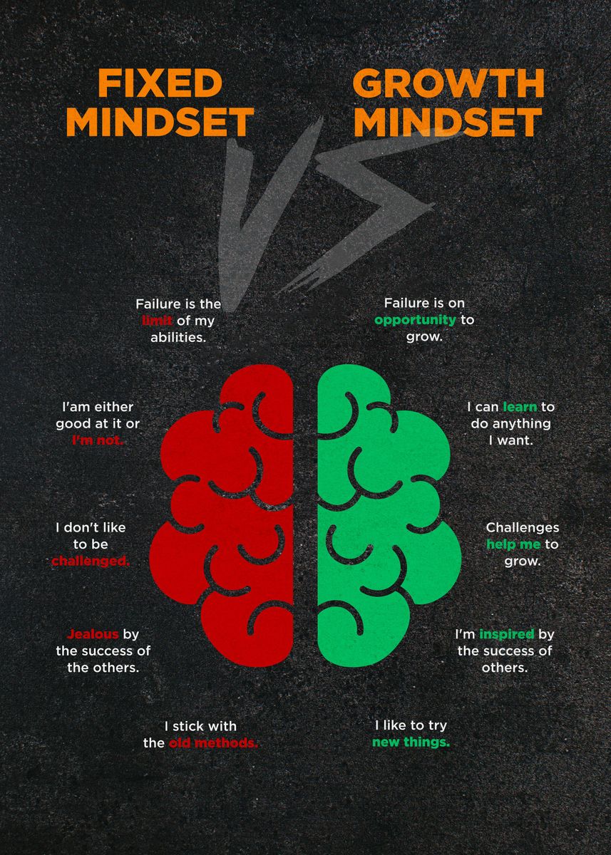 'Fixed and Growth Mindset' Poster, picture, metal print, paint by ...