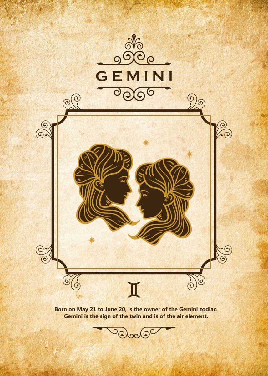 'retro gemini zodiac' Poster, picture, metal print, paint by yunur ...