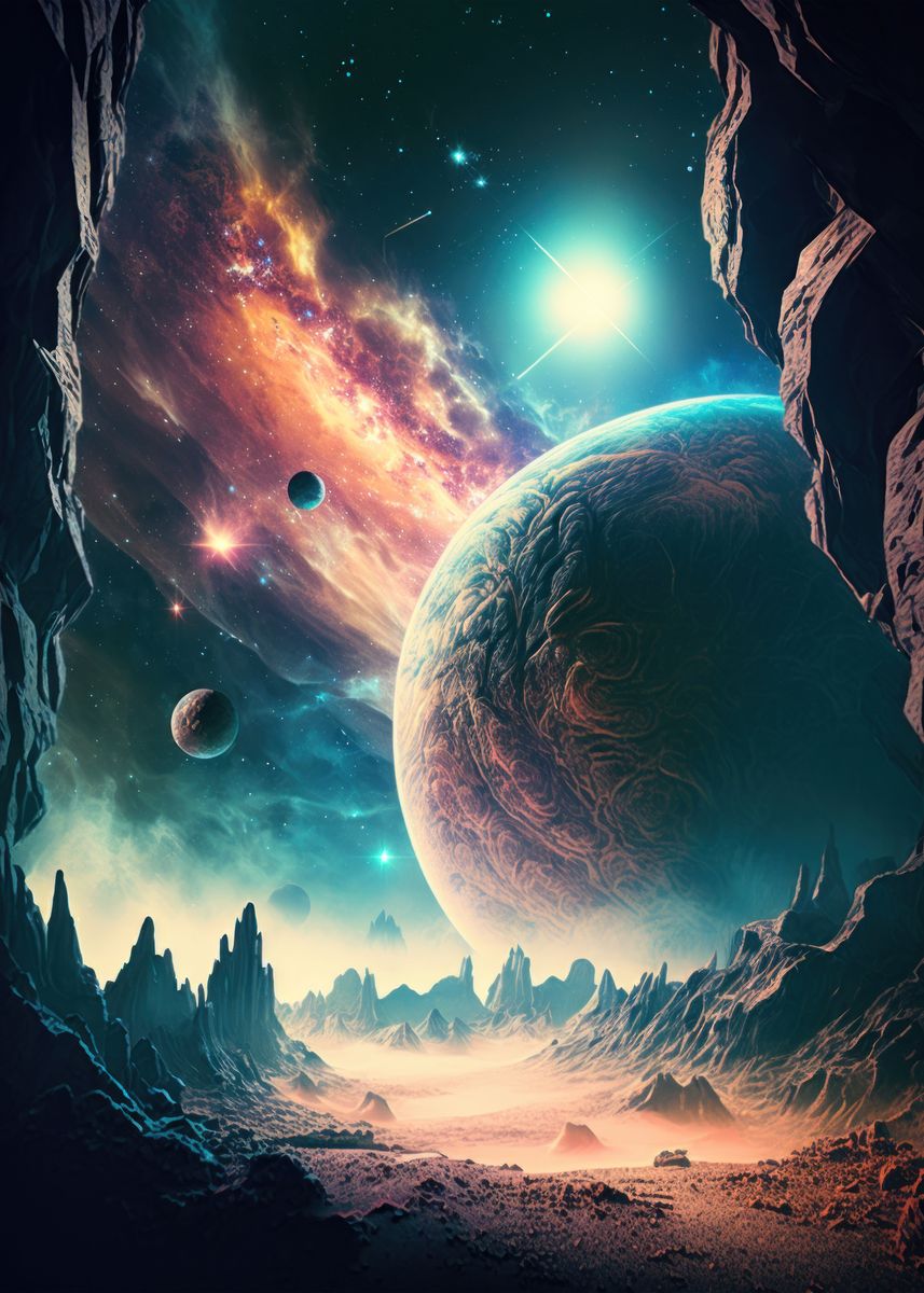 'Distant Worlds' Poster, picture, metal print, paint by FL ART | Displate