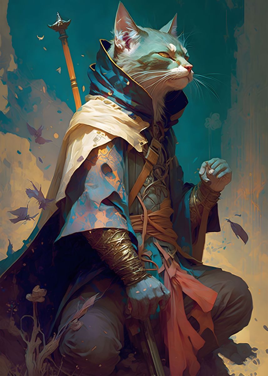 'Cat Wizard' Poster, picture, metal print, paint by GoodLifeImages ...