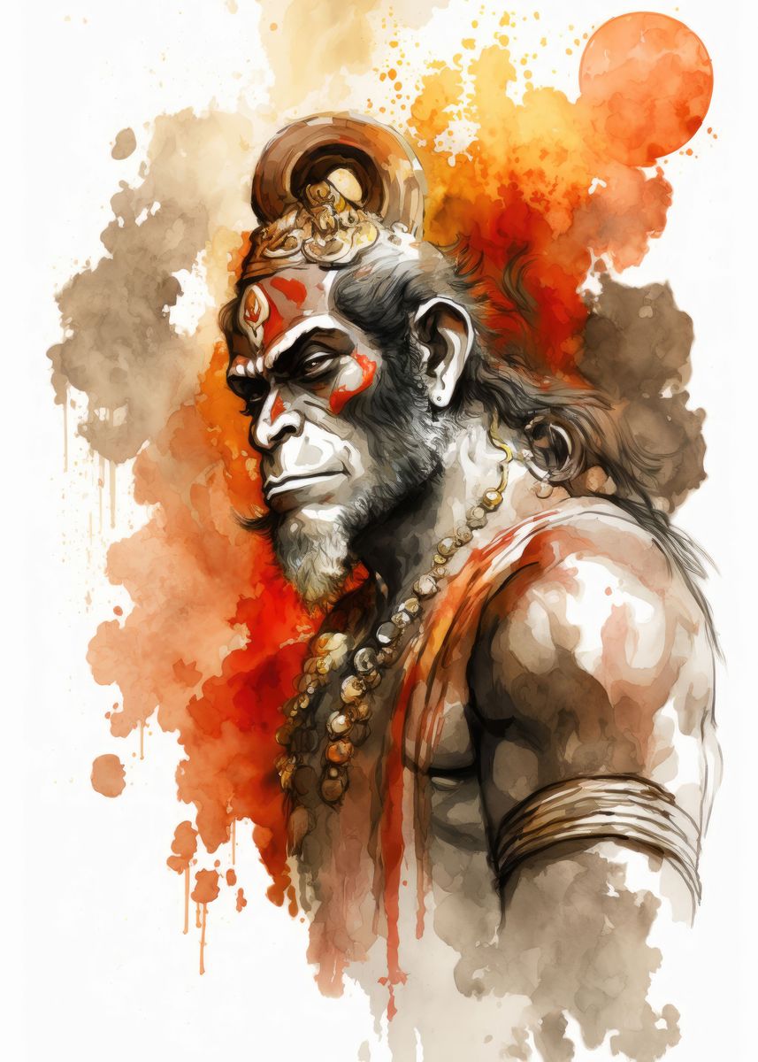 'Lord Hanuman Hinduism' Poster, picture, metal print, paint by Michael ...