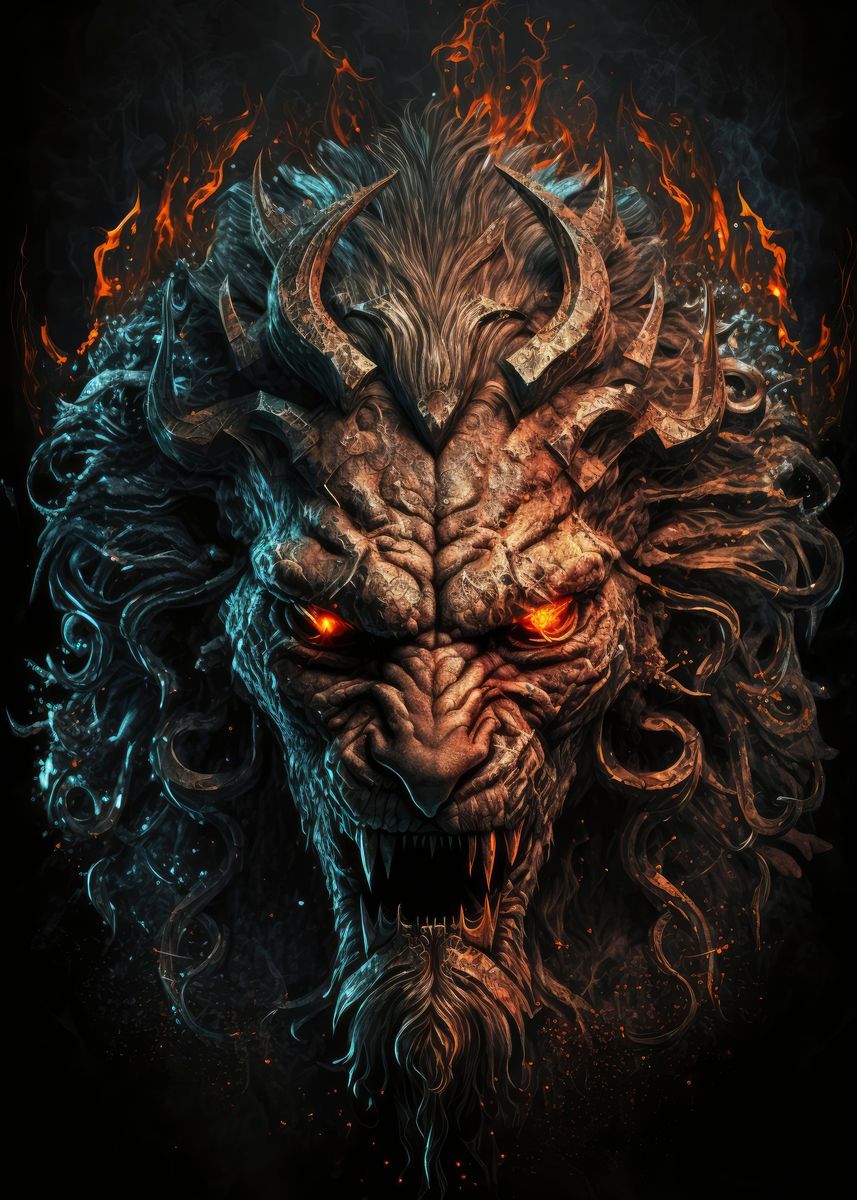 'Demonic Lion' Poster, picture, metal print, paint by Josh Displate