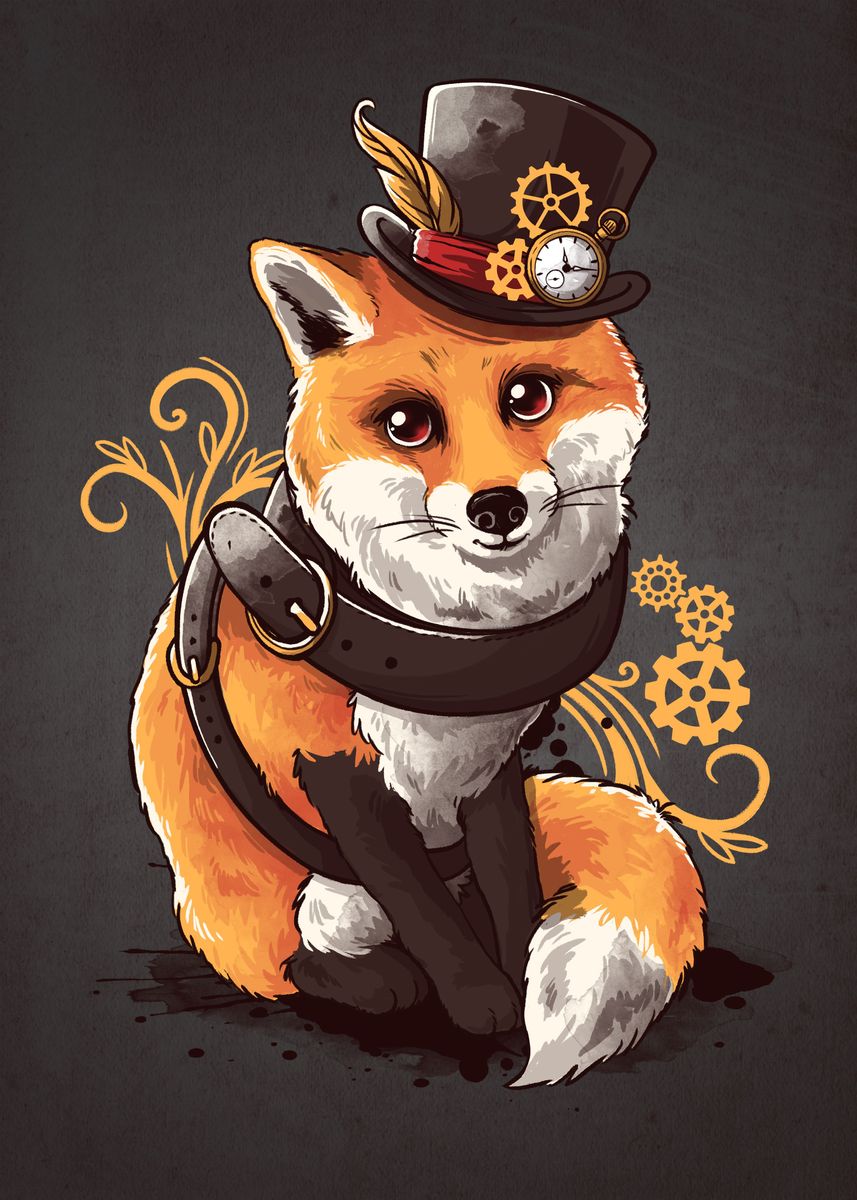 'Steampunk fox' Poster by NemiMakeit Fadda | Displate