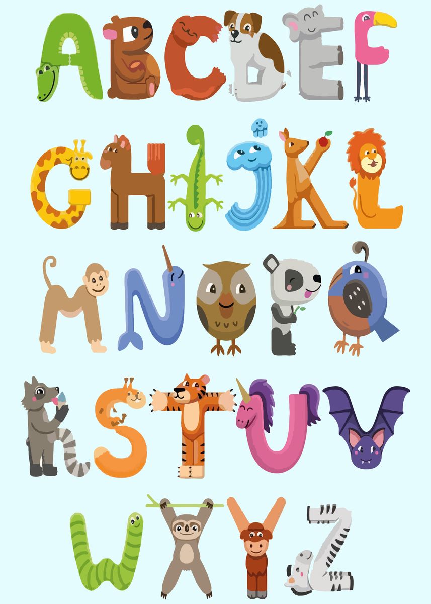 'Animal Alphabet' Poster, picture, metal print, paint by SoBo | Displate