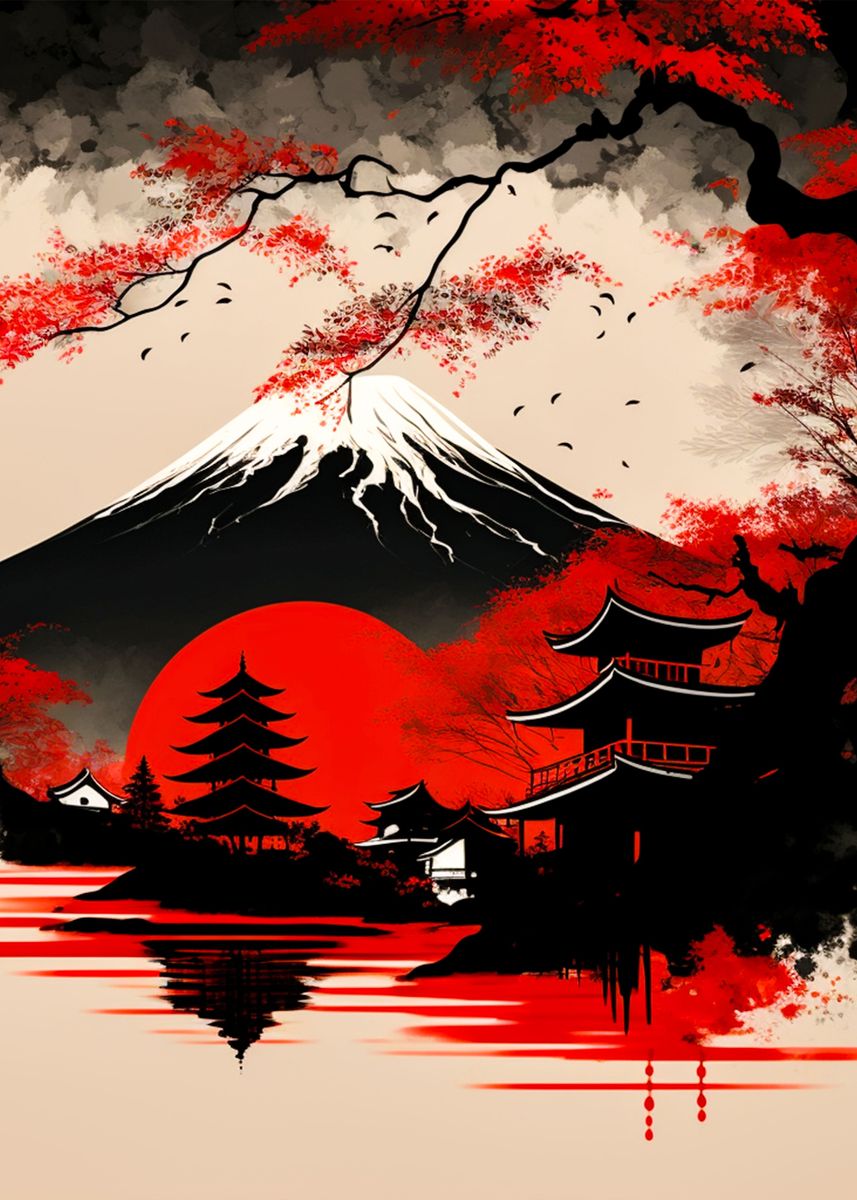 'japanese landscape' Poster, picture, metal print, paint by Anime ...