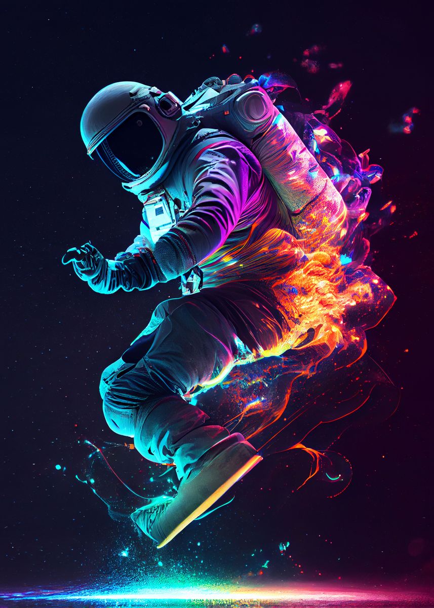 'Astronaut Breakdancing' Poster, picture, metal print, paint by ...