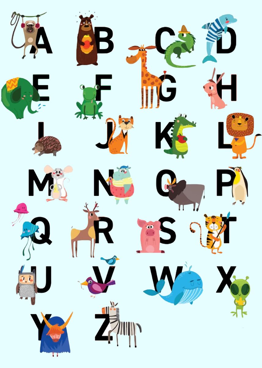 'Cute Animal Alphabet' Poster, picture, metal print, paint by SoBo ...