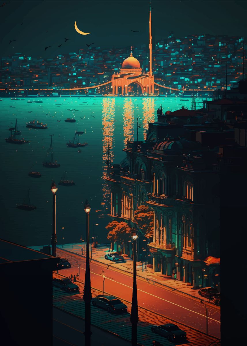 Istanbul Pixel 'Istanbul Pixel Art' Poster, picture, metal print, paint by M Art ...