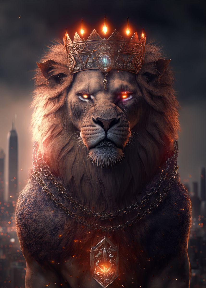 'Lion King of The City' Poster, picture, metal print, paint by
