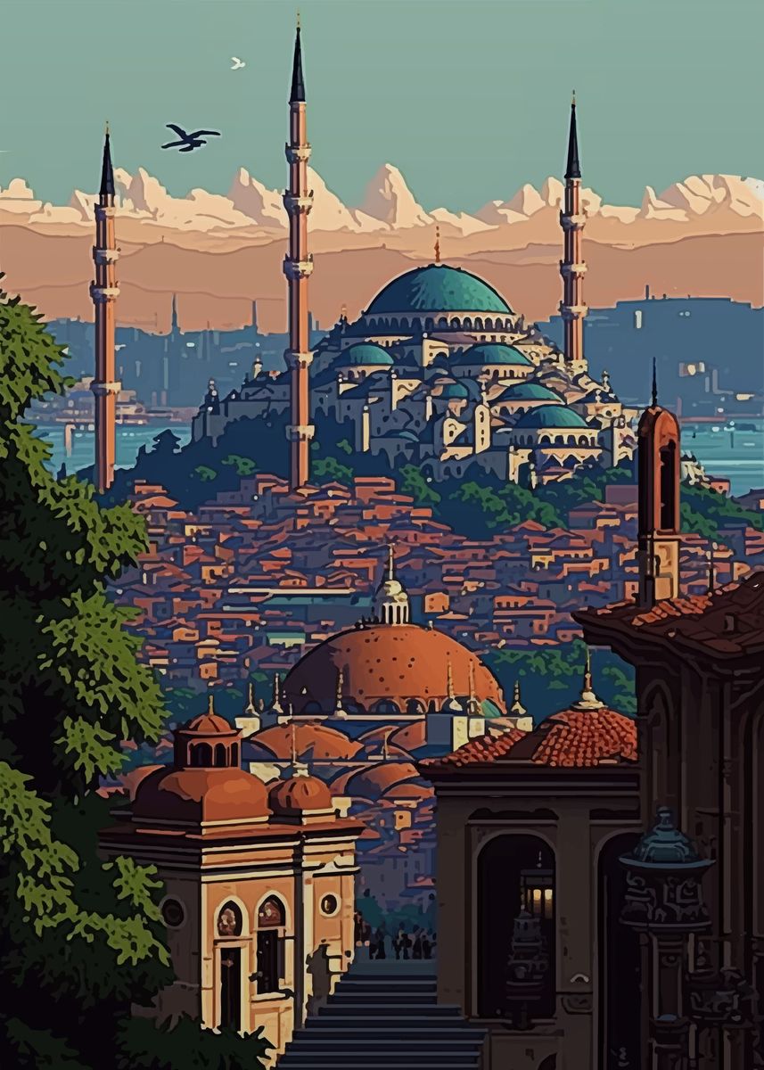 Istanbul Pixel 'Istanbul Pixel Art 03' Poster, picture, metal print, paint by M Art ...