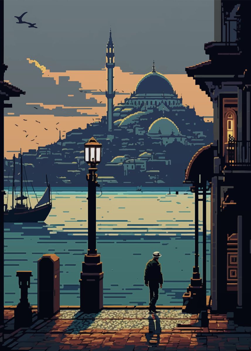Istanbul Pixel 'Istanbul Pixel Art 02' Poster, picture, metal print, paint by M Art ...