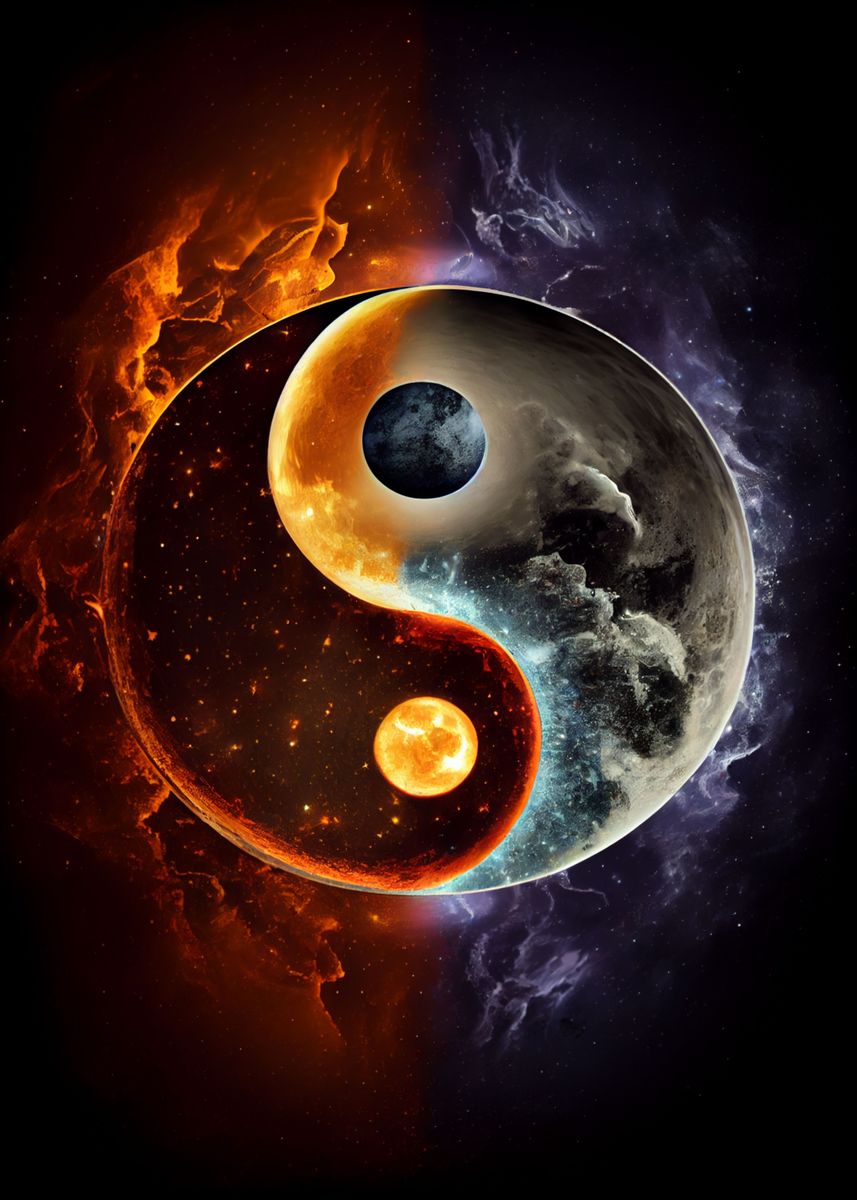 'Sun and Moon Yin and Yang' Poster, picture, metal print, paint by ...