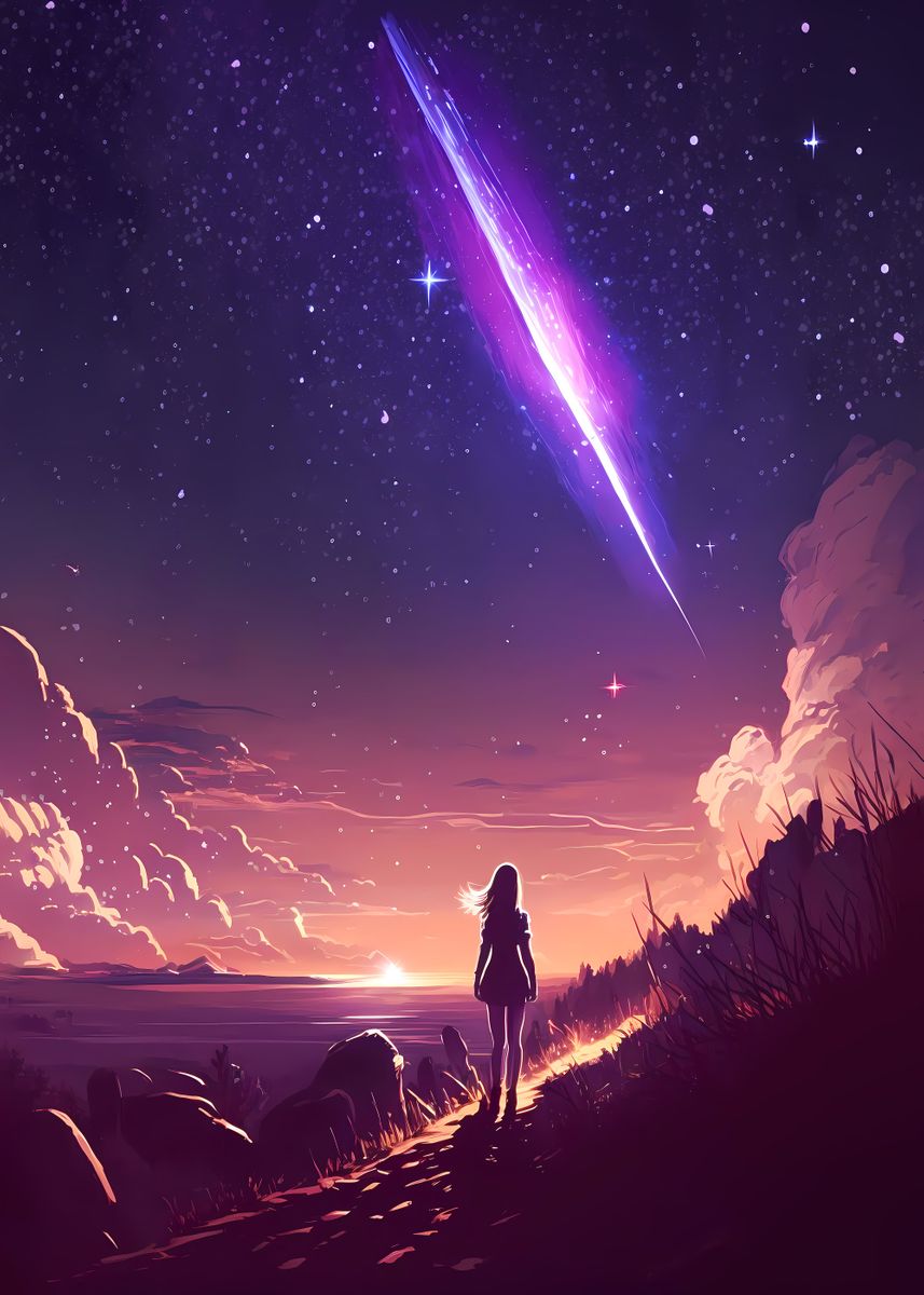 'Anime Stargazer Landscape' Poster by Luong Phat | Displate