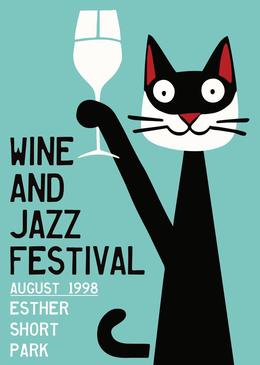 'Wine and Jazz Festival' Poster, picture, metal print, paint by