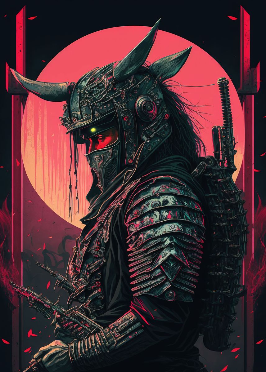 Cyberpunk Samurai' Poster, picture, metal print, paint by 