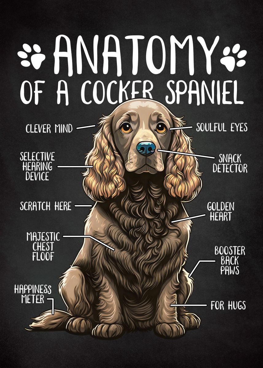 Cocker Spaniel Anatomy Dog Poster Picture Metal Print Paint By cocker-spaniel-anatomy-dog-poster-picture-metal-print-paint-by