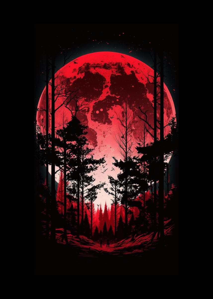 'red Moon Forest Fantasy' Poster By Ionut Dragomir 