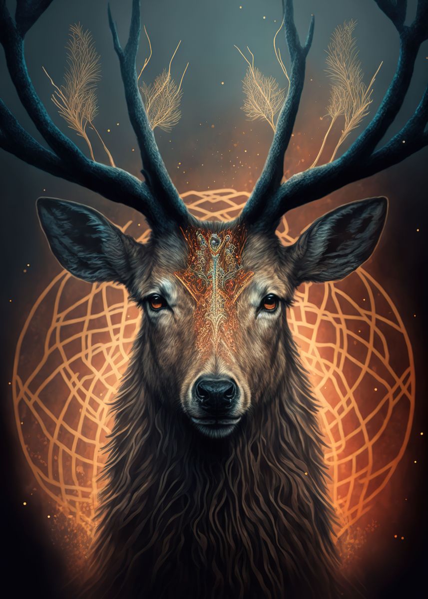 'neon deer' Poster, picture, metal print, paint by Mr Newell | Displate