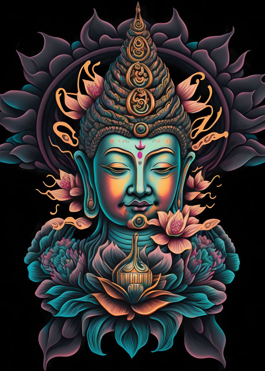 'Lotus Bliss budddha' Poster, picture, metal print, paint by PRANIT ...