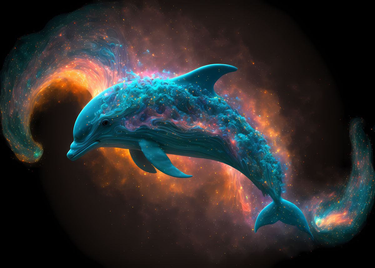 'Spirit Animal Dolphin' Poster by Jiri Hodecek Displate