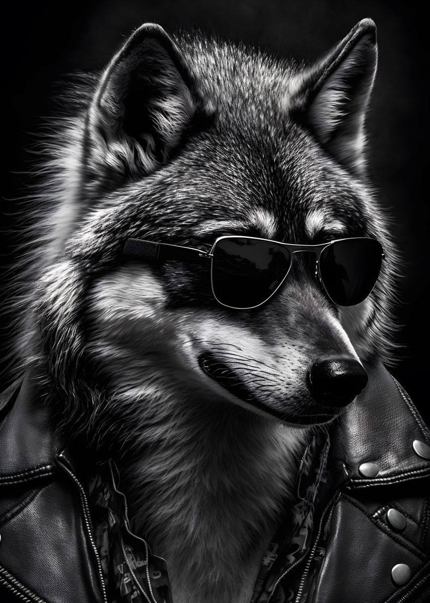 ‘cool wolf modern black’ Poster by MK studio | Displate