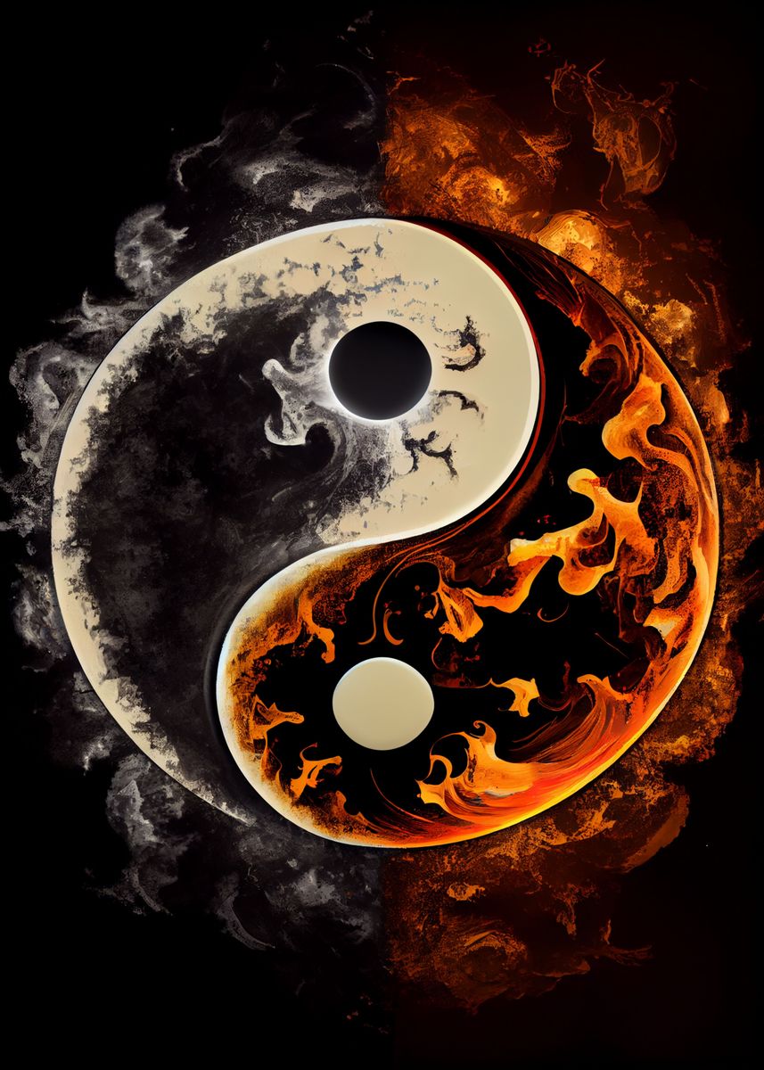 'shadow Flame Yin And Yang' Poster, Picture, Metal Print, Paint By 