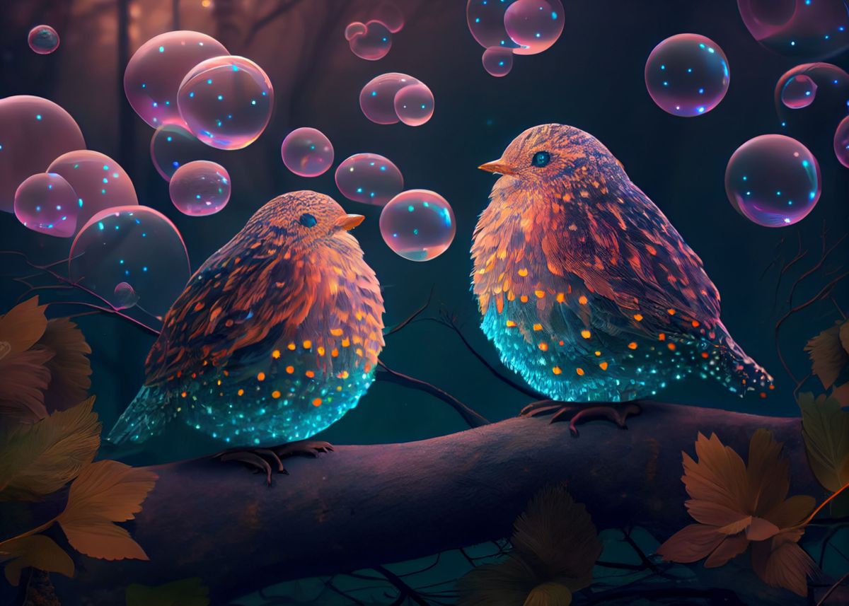 'Birds and bubbles' Poster by Below Horizon Displate