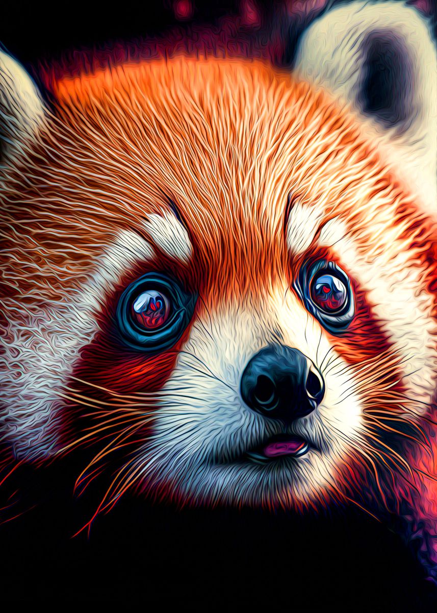 'Red Panda' Poster, picture, metal print, paint by Eleon Mailer | Displate