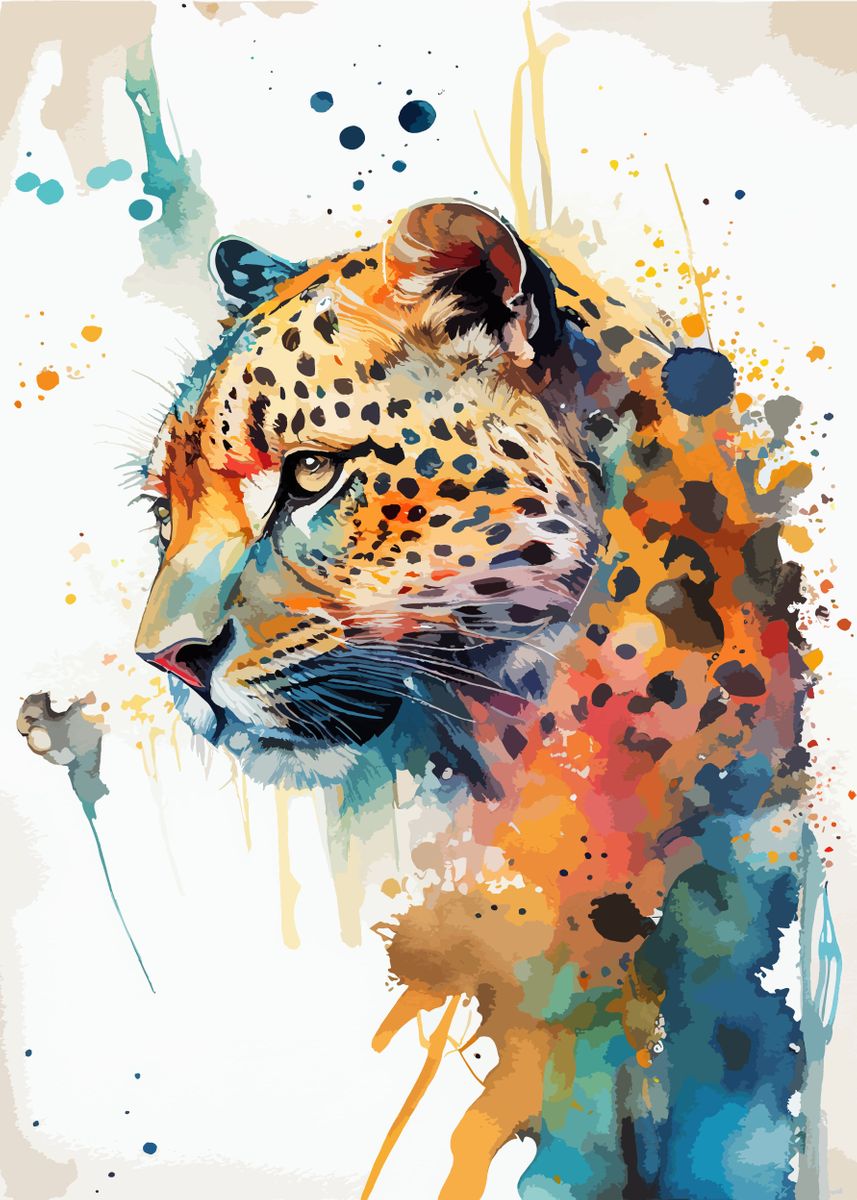 Leopard Watercolor Art' Poster, picture, metal print, paint by