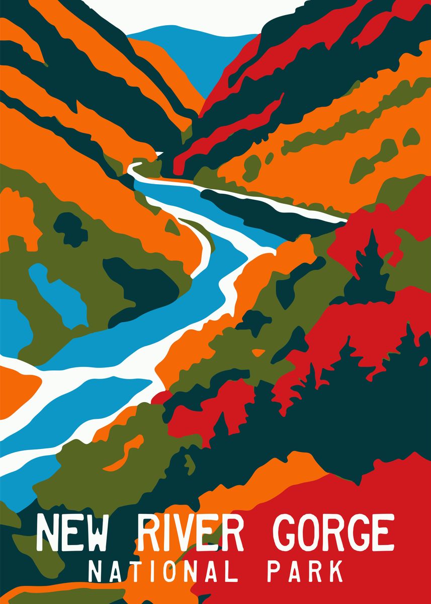 ‘New River Gorge Poster’ Poster by BluePinkPanther | Displate