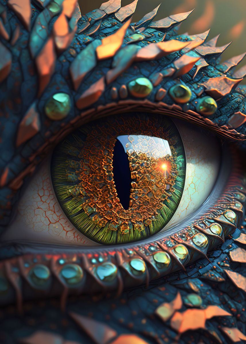 Dragon Eyes' Poster, picture, metal print, paint by MatiasCurrie
