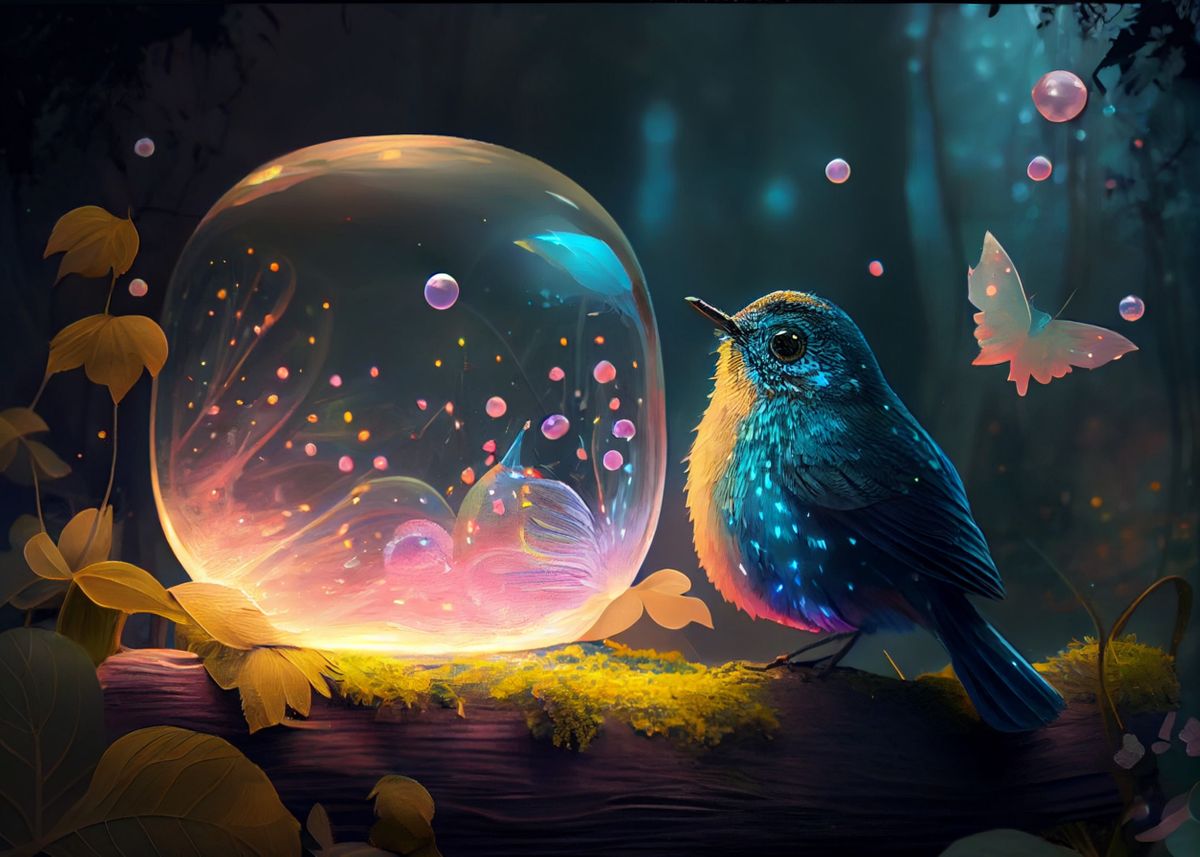 'Birds and bubbles' Poster by Below Horizon Displate