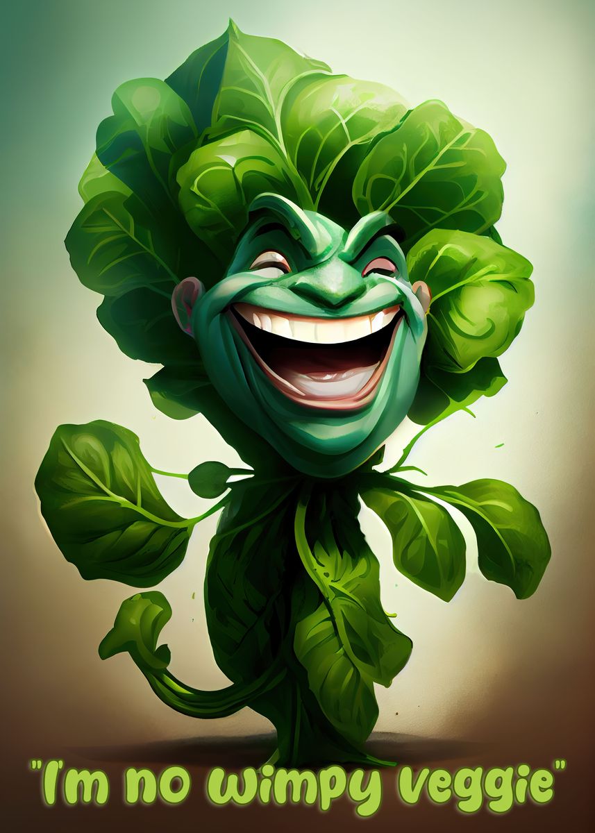 'Funny Spinach Quote' Poster, picture, metal print, paint by Alexandru
